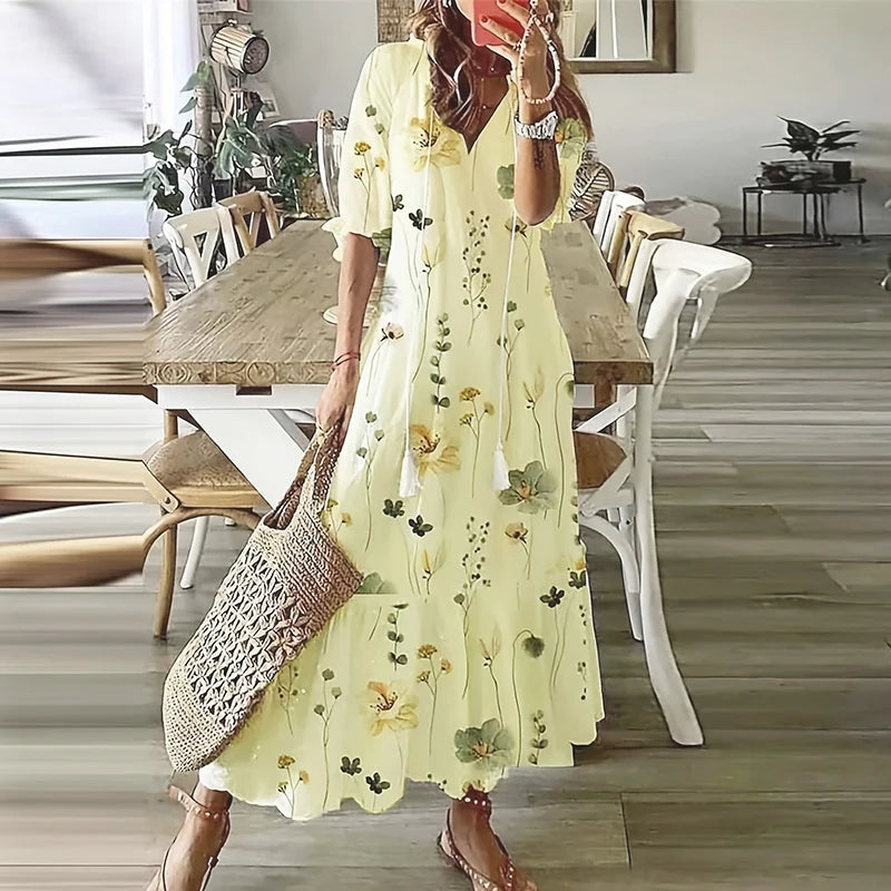 Robe Longue Femme Bohème avec Imprimé Ethnique | Confort Optimal pour l'Été 7
