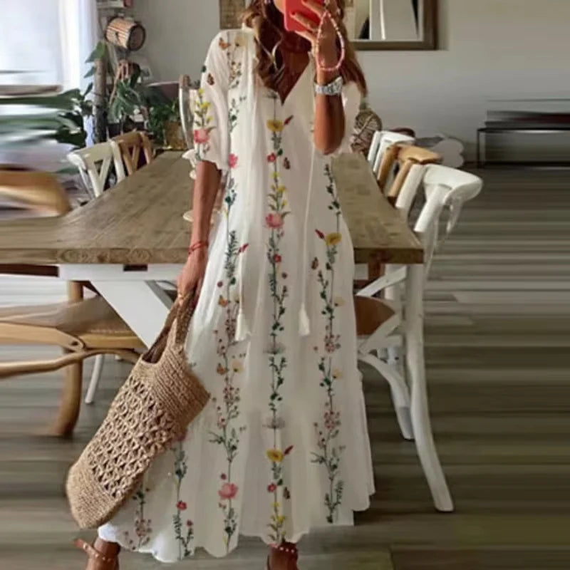Robe Longue Femme Bohème avec Imprimé Ethnique | Confort Optimal pour l'Été 8