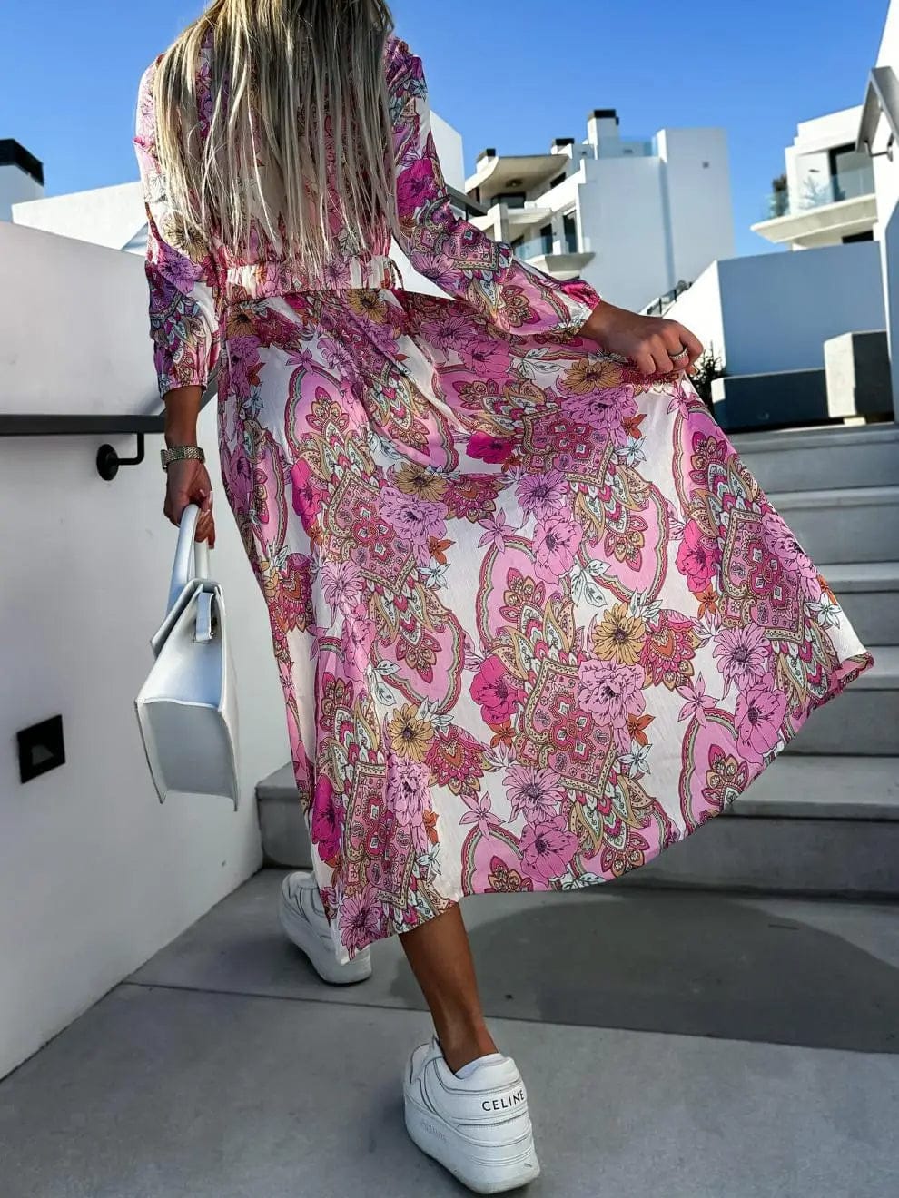 Robe Longue Femme Bohème d'Été avec Imprimé Fleurie | Confort Maximal pour Vos Journées Ensoleillées 4
