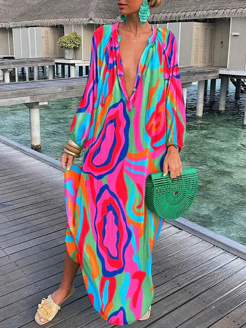 Robe Longue Femme Boho avec Couleurs Variées | Élégante et Confortable pour Toutes Occasions 0
