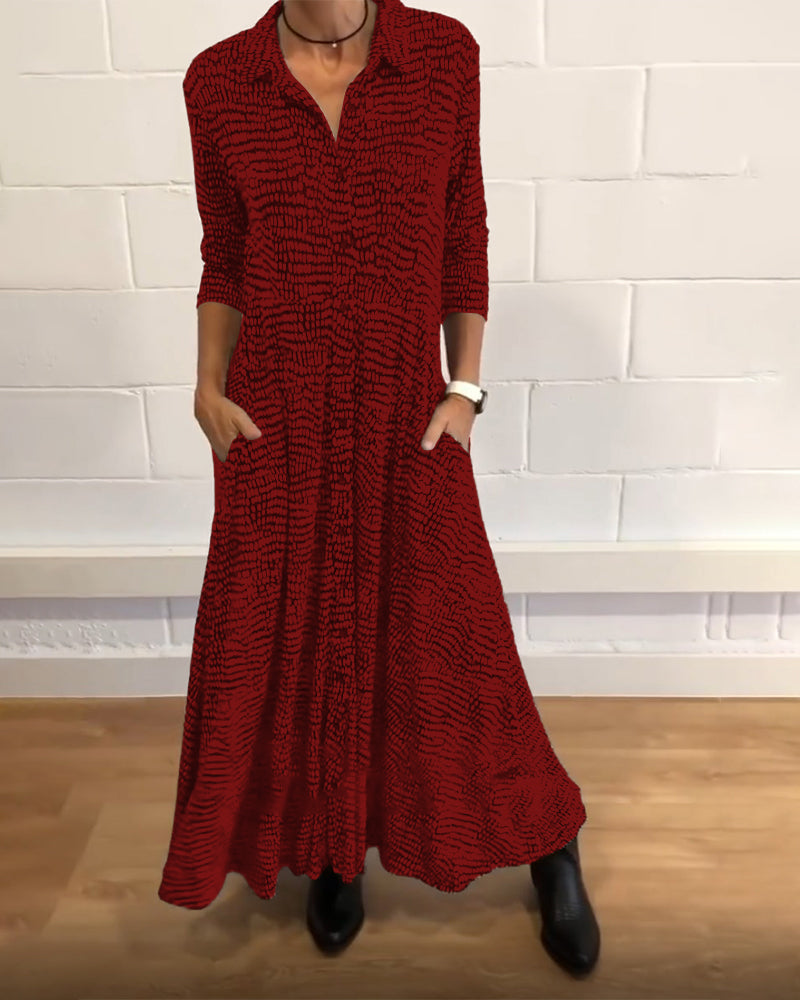 Robe Longue Femme Imprimée V-Neck avec Manches Longues - Élégance et Confort au Quotidien 5