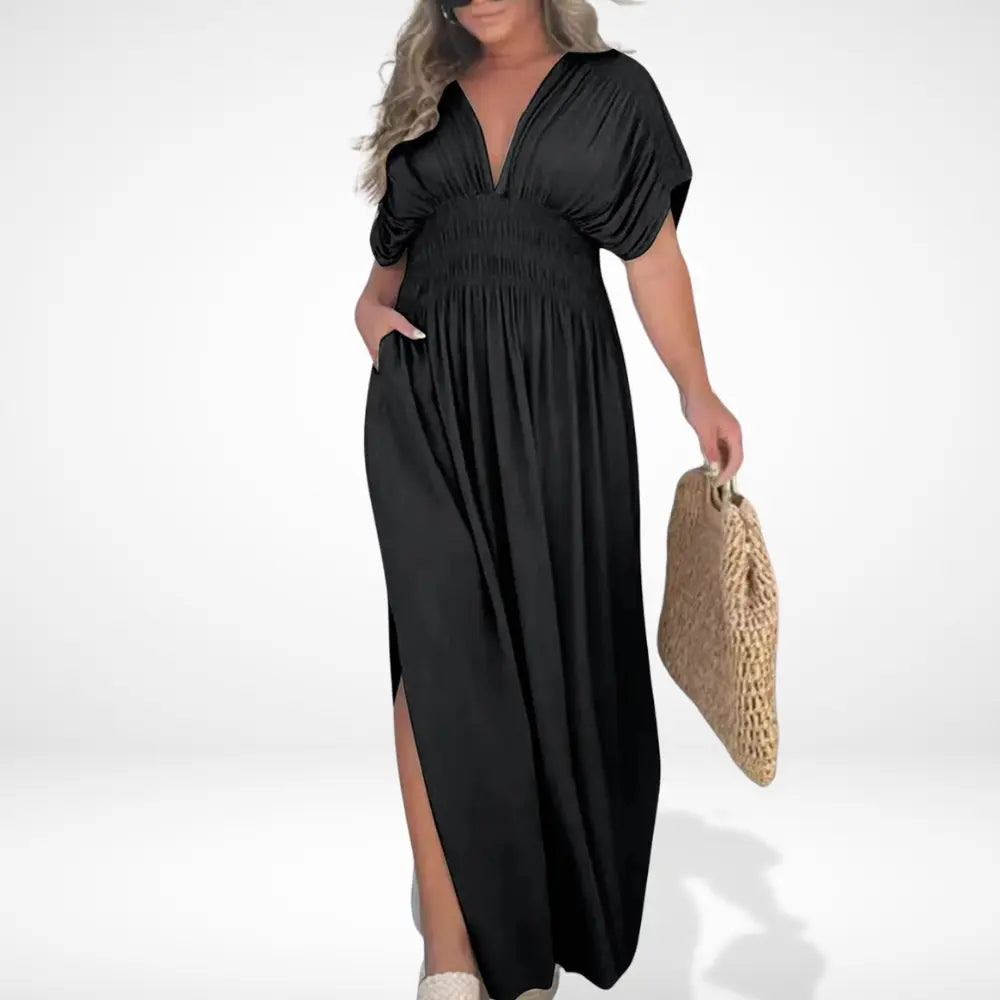 Robe Longue Femme | Robe Blanche Longue avec Taille Froncée | Élégance Estivale et Confort Optimal 0