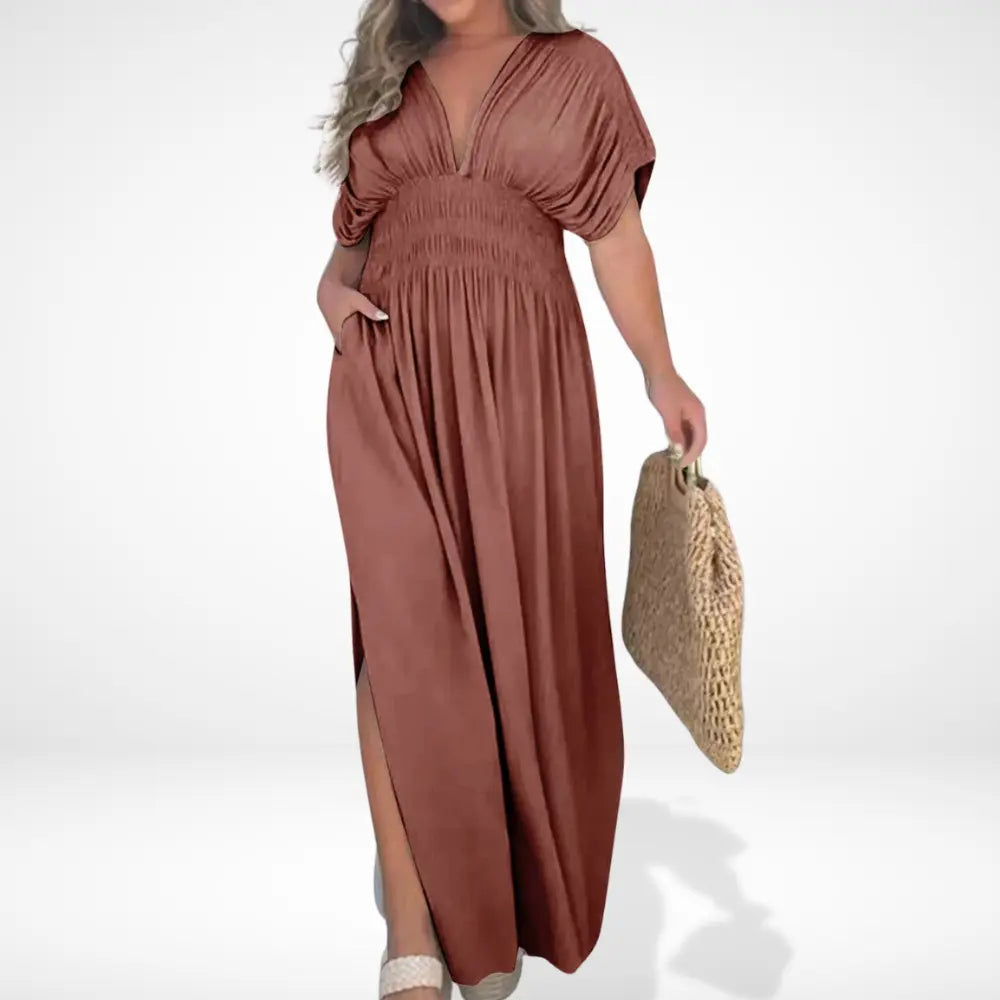 Robe Longue Femme | Robe Blanche Longue avec Taille Froncée | Élégance Estivale et Confort Optimal 1