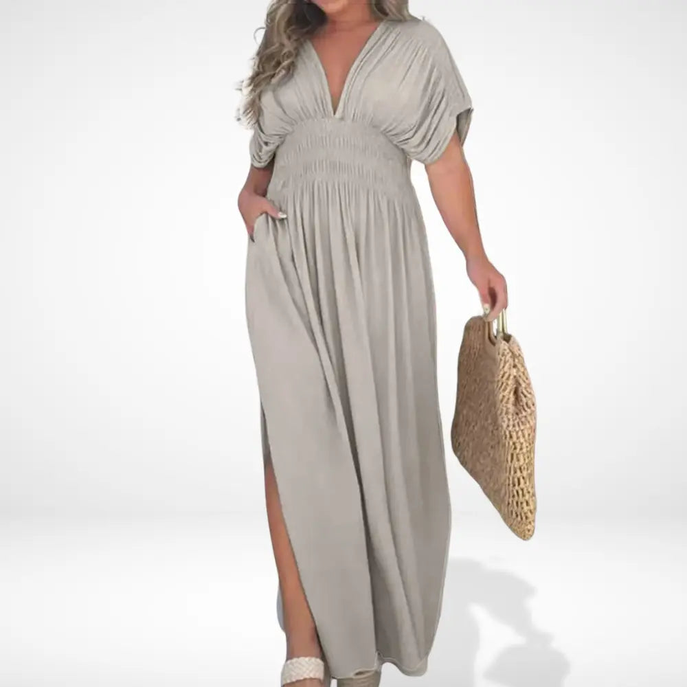 Robe Longue Femme | Robe Blanche Longue avec Taille Froncée | Élégance Estivale et Confort Optimal 2