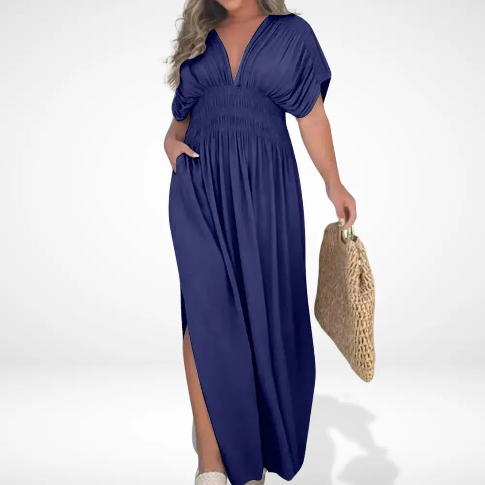 Robe Longue Femme | Robe Blanche Longue avec Taille Froncée | Élégance Estivale et Confort Optimal 3