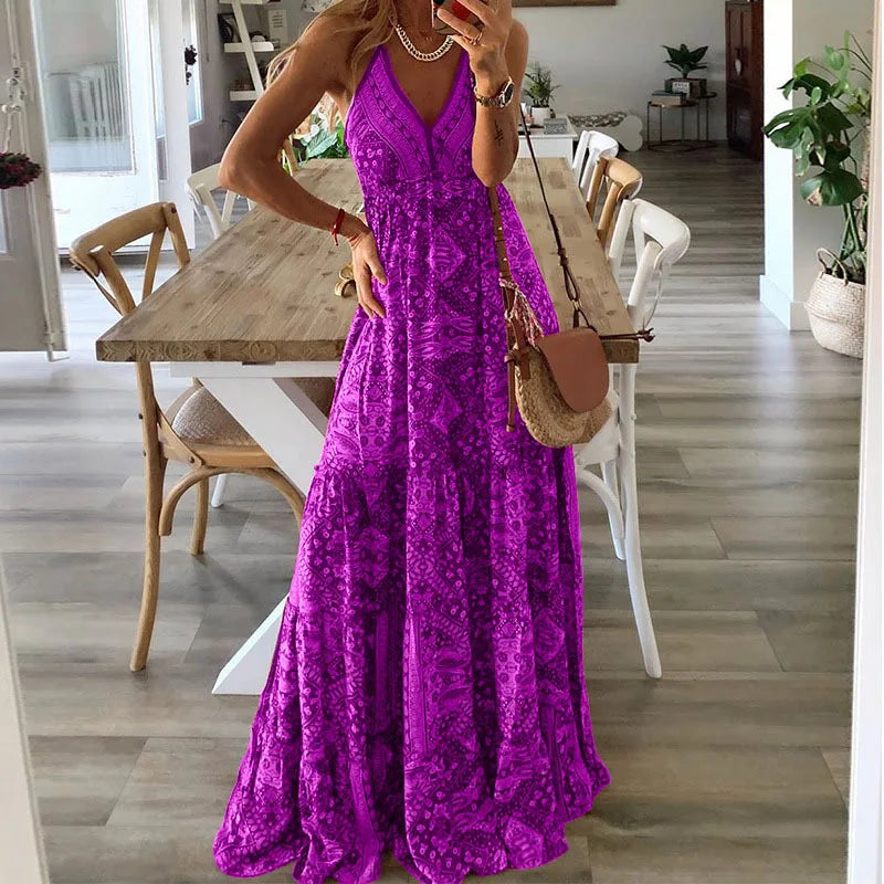 Robe Longue Femme | Robe Bohème Imprimée avec Taille Haute | Élégante pour l'Été 3