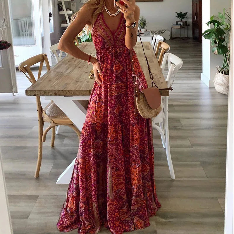Robe Longue Femme | Robe Bohème Imprimée avec Taille Haute | Élégante pour l'Été 4