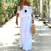 Robe Longue Femme | Robe de Soirée Longue à Épaules Dénudées avec Taille Élastique | Élégance et Confort pour Toutes Occasions 0
