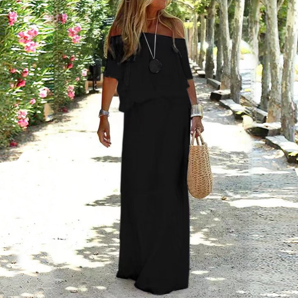 Robe Longue Femme | Robe de Soirée Longue à Épaules Dénudées avec Taille Élastique | Élégance et Confort pour Toutes Occasions 3