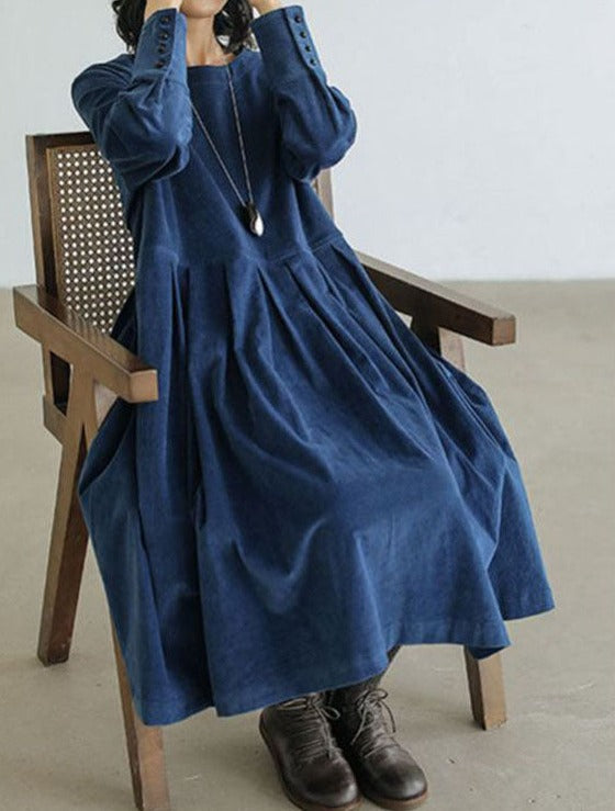Robe Longue Femme en Velours Français avec Silhouette Classique | Élégance et Confort pour Toutes Occasions 0