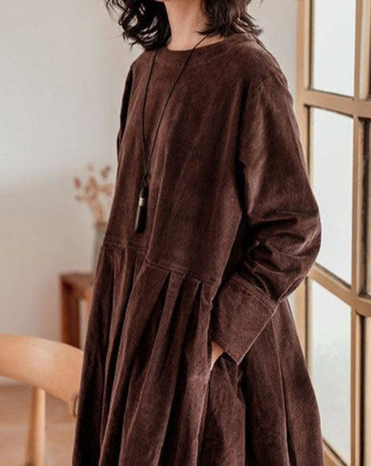 Robe Longue Femme en Velours Français avec Silhouette Classique | Élégance et Confort pour Toutes Occasions 4