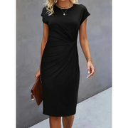 Robe Midi Femme Chic Noire avec Coupe Flatteuse | Élégance Polyvalente pour Toutes Occasions 0