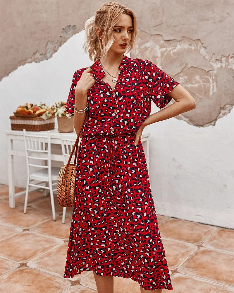 Robe Midi Femme Chic à Pois avec Détails Vintage | Élégance Intemporelle pour un Look Raffiné 4