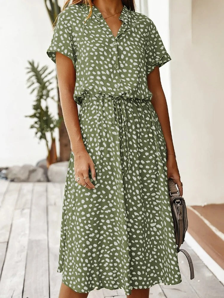 Robe Midi Femme Chic à Pois avec Détails Vintage | Élégance Intemporelle pour un Look Raffiné 6