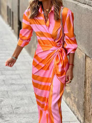 Robe Midi Femme Chic à Rayures Classiques | Confort Optimal pour Toutes Occasions 0