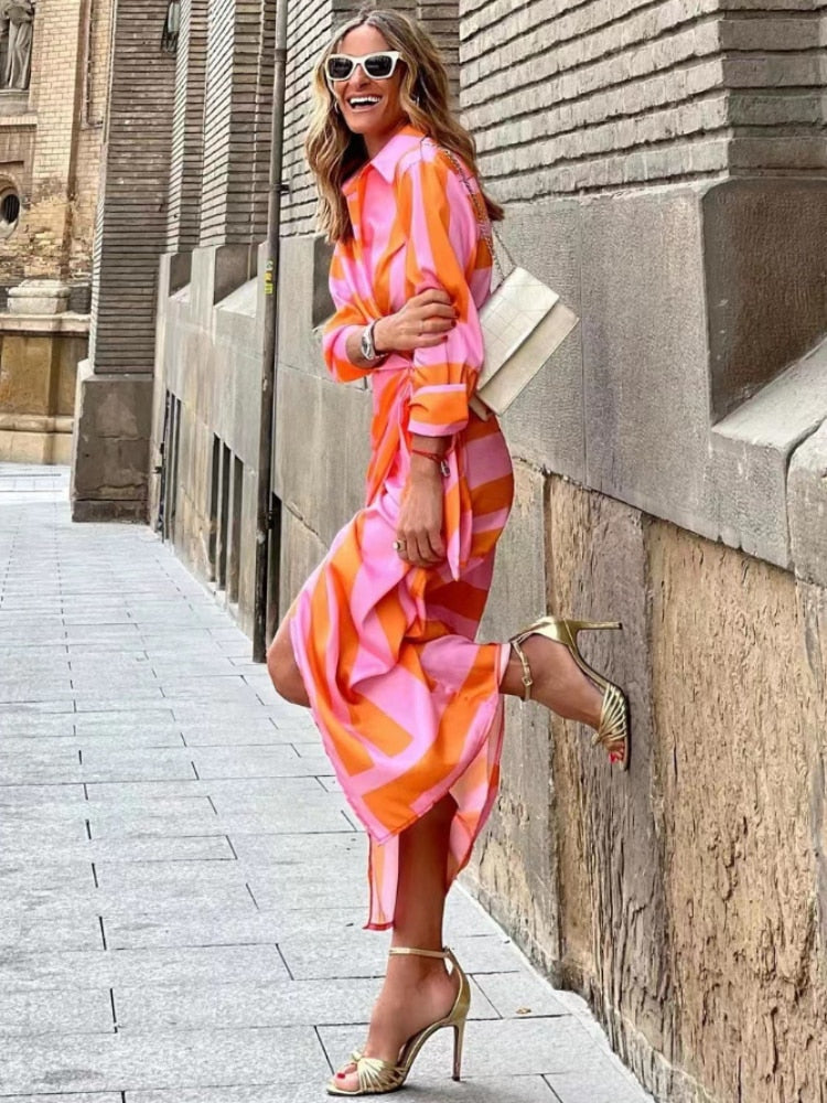 Robe Midi Femme Chic à Rayures Classiques | Confort Optimal pour Toutes Occasions 1