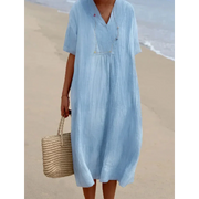 Robe Midi Femme Chic en Lin Respirant | Élégance et Confort pour l'Été 0