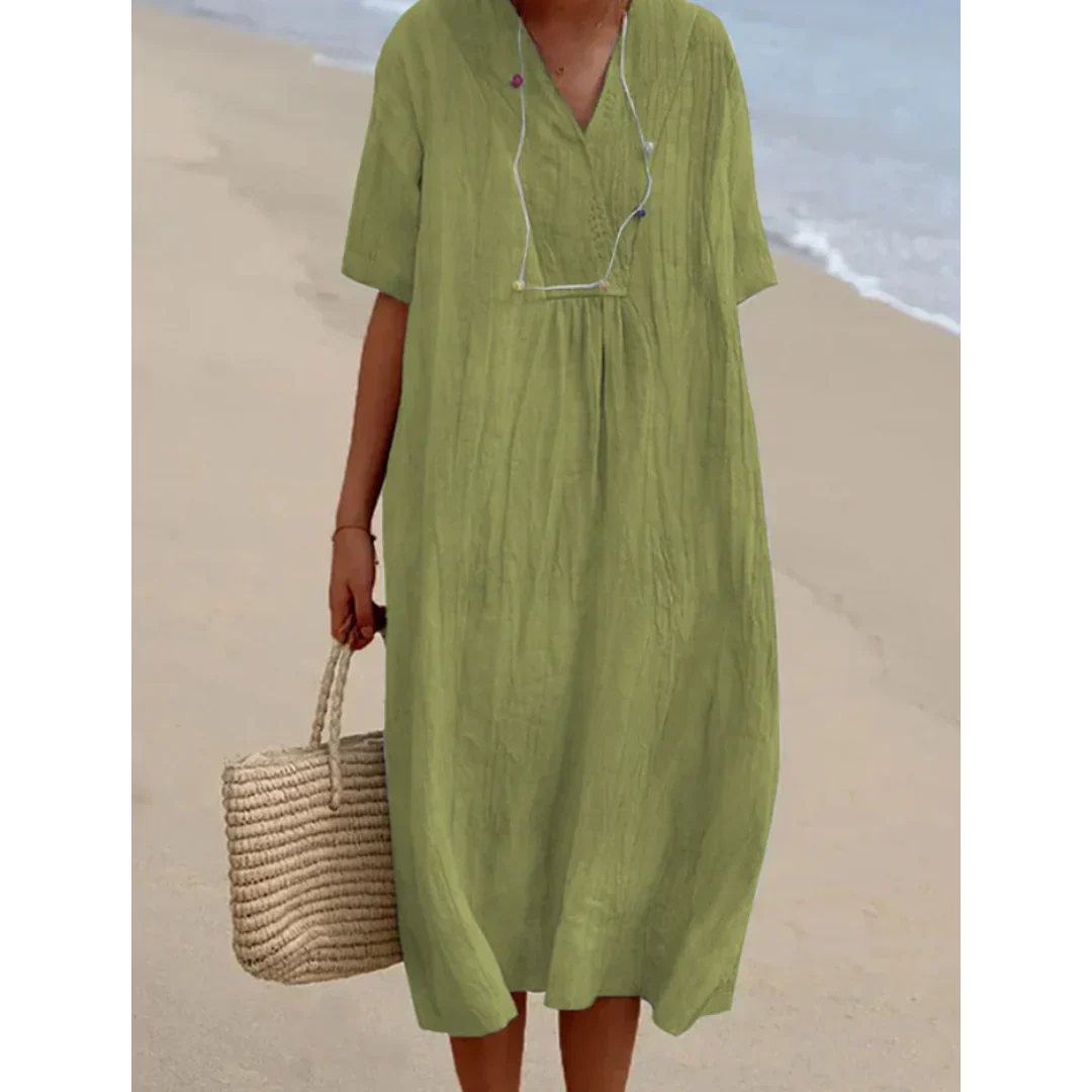 Robe Midi Femme Chic en Lin Respirant | Élégance et Confort pour l'Été 1