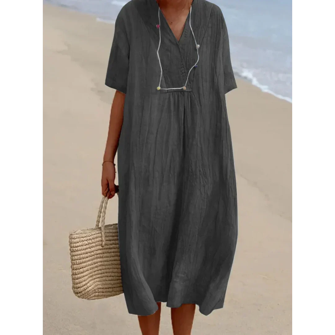 Robe Midi Femme Chic en Lin Respirant | Élégance et Confort pour l'Été 3