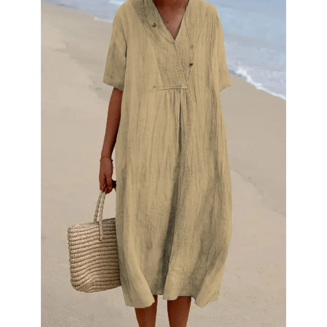 Robe Midi Femme Chic en Lin Respirant | Élégance et Confort pour l'Été 4