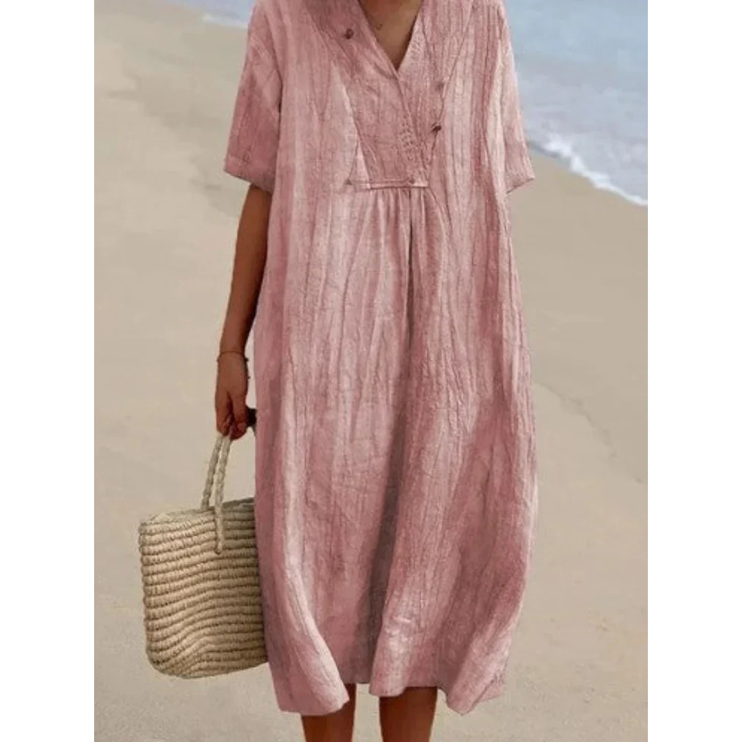 Robe Midi Femme Chic en Lin Respirant | Élégance et Confort pour l'Été 5