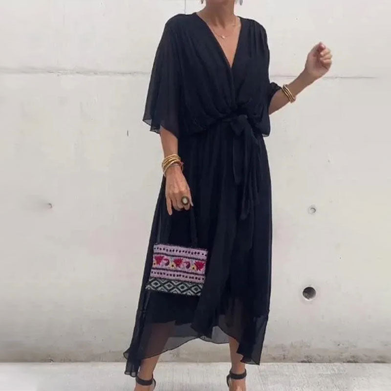 Robe d'Été Femme Chic Midi avec Taille Nouée | Élégante et Confortable pour Journées Ensoleillées 0