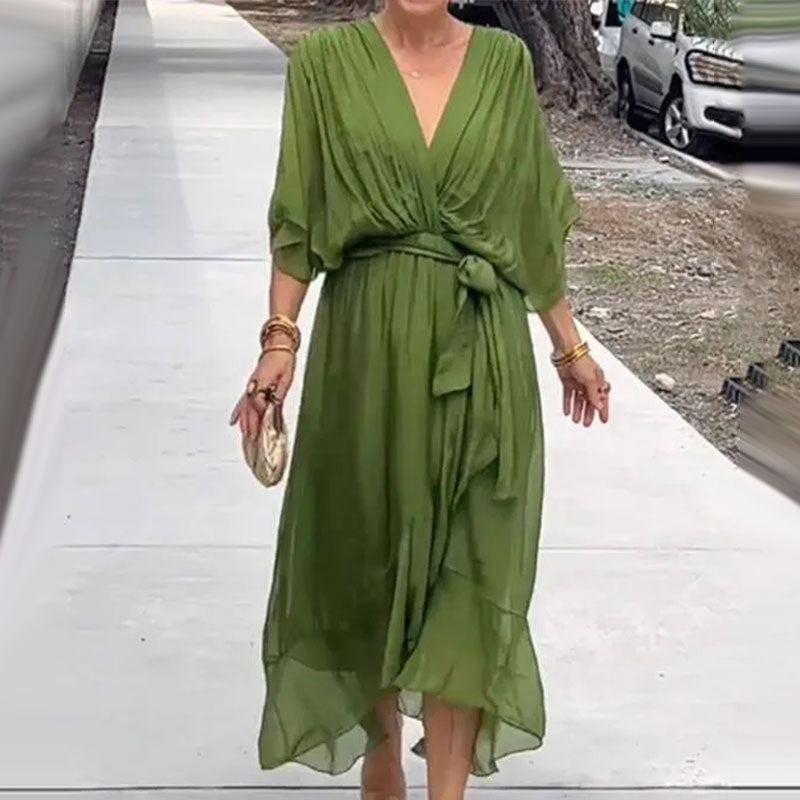 Robe d'Été Femme Chic Midi avec Taille Nouée | Élégante et Confortable pour Journées Ensoleillées 1