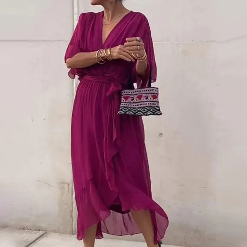 Robe d'Été Femme Chic Midi avec Taille Nouée | Élégante et Confortable pour Journées Ensoleillées 4