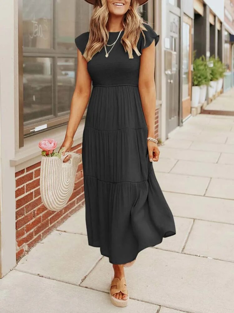 Robe d'Été Femme Chic avec Détails à Volants | Tissu Léger et Pratique pour Confort Estival 10