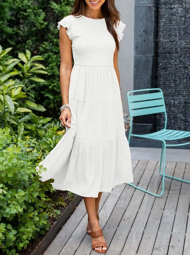 Robe d'Été Femme Chic avec Détails à Volants | Tissu Léger et Pratique pour Confort Estival 11