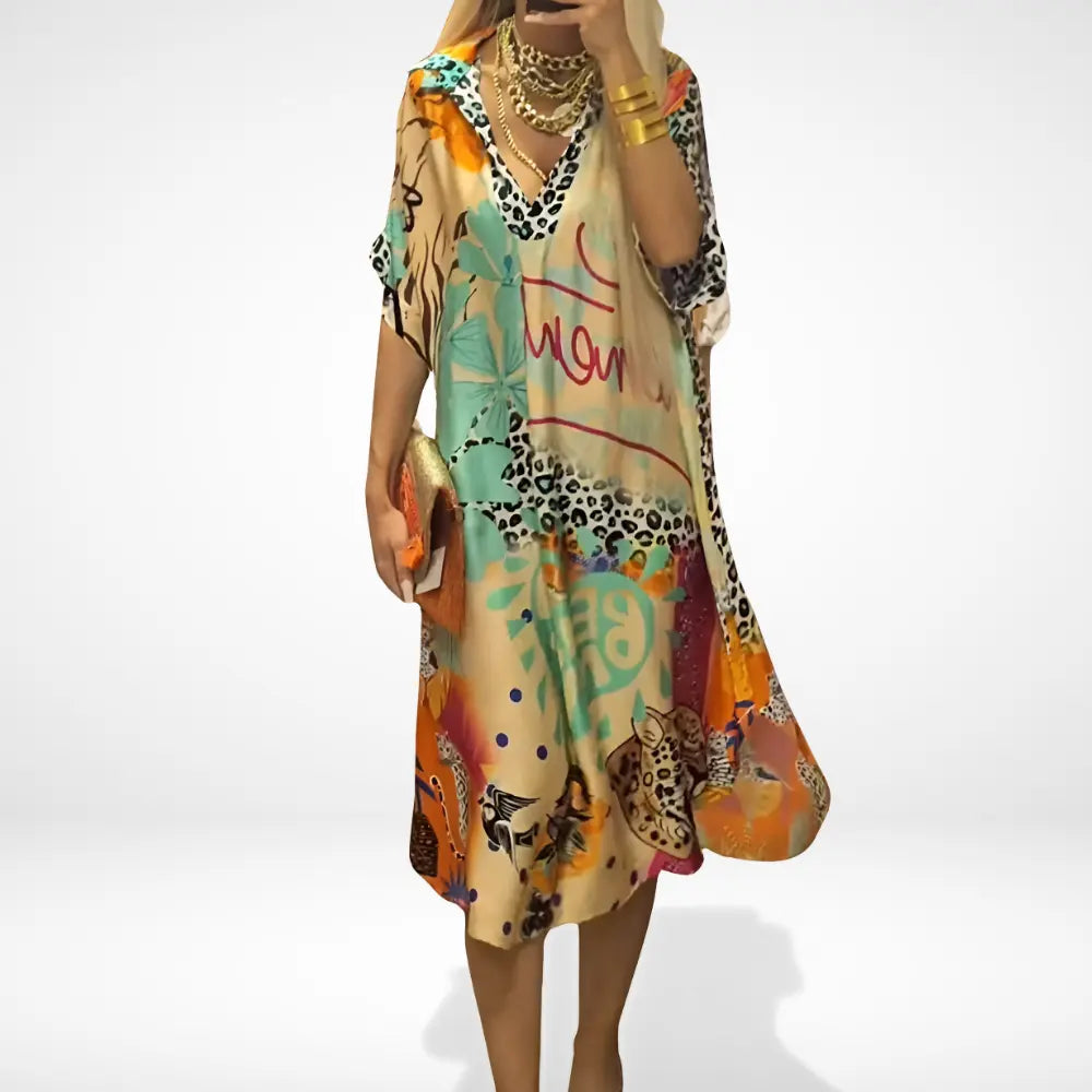 Robe d'Été Femme | Robe Longue Ample avec Imprimé Artistique | Confort et Élégance pour Journées Ensoleillées 1