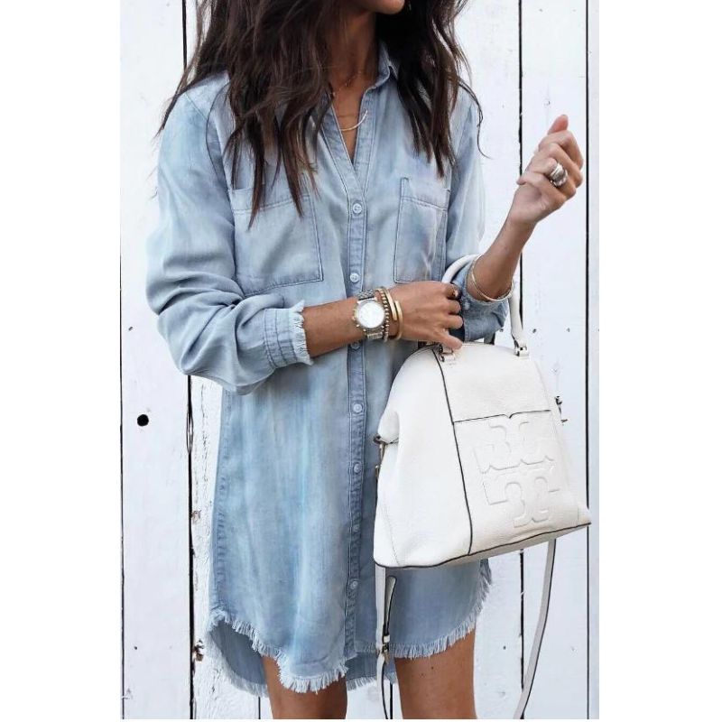 Robe en Jean Femme Classique avec Détails Boutonnés | Confort et Élégance pour Toutes Occasions 0