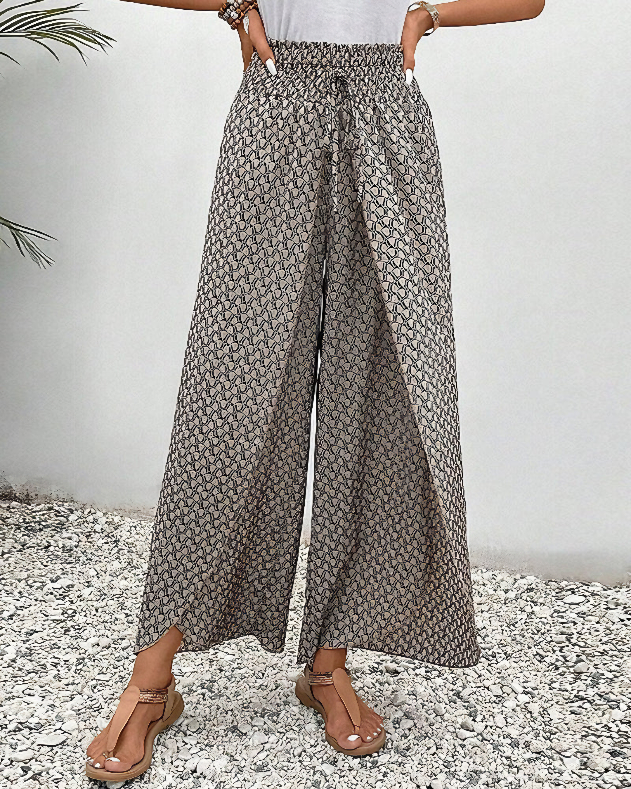 Sahara | Pantalon Large Femme avec Ceinture Élastique | Confort Optimal pour Toutes les Occasions 2