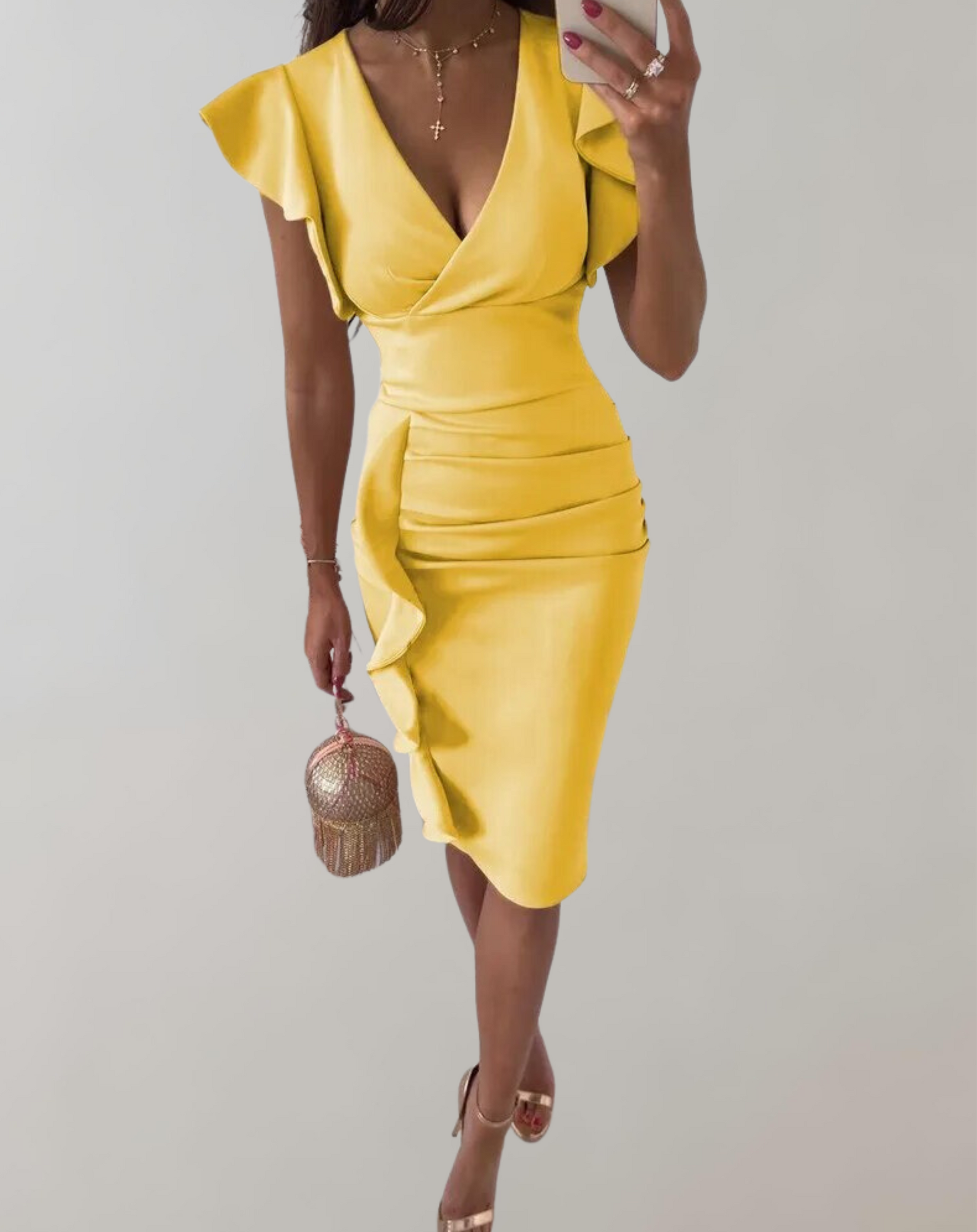 Sophia | Élégante Robe à Col Haut et Manches Volantes 6