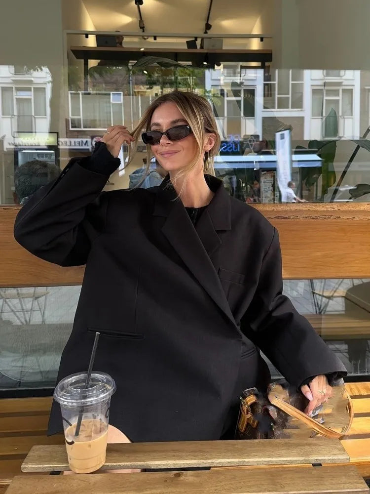 Sophie | Blazer Oversize Élégant Noir Femme 10