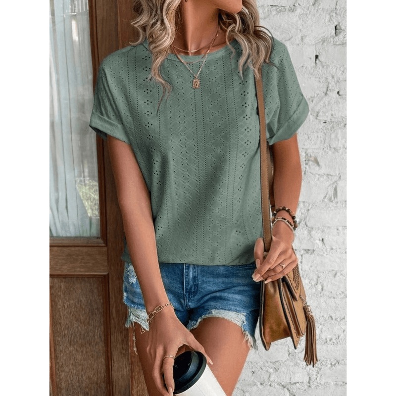 Sophie | Blouse Décontractée Brodée à Manches Courtes Femme 0