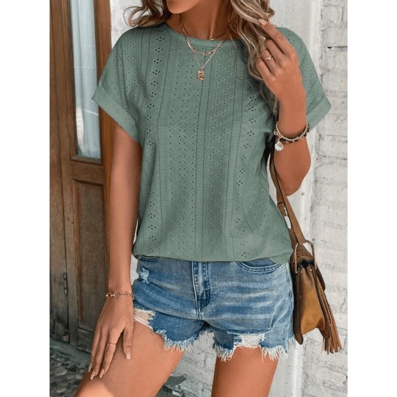 Sophie | Blouse Décontractée Brodée à Manches Courtes Femme 1