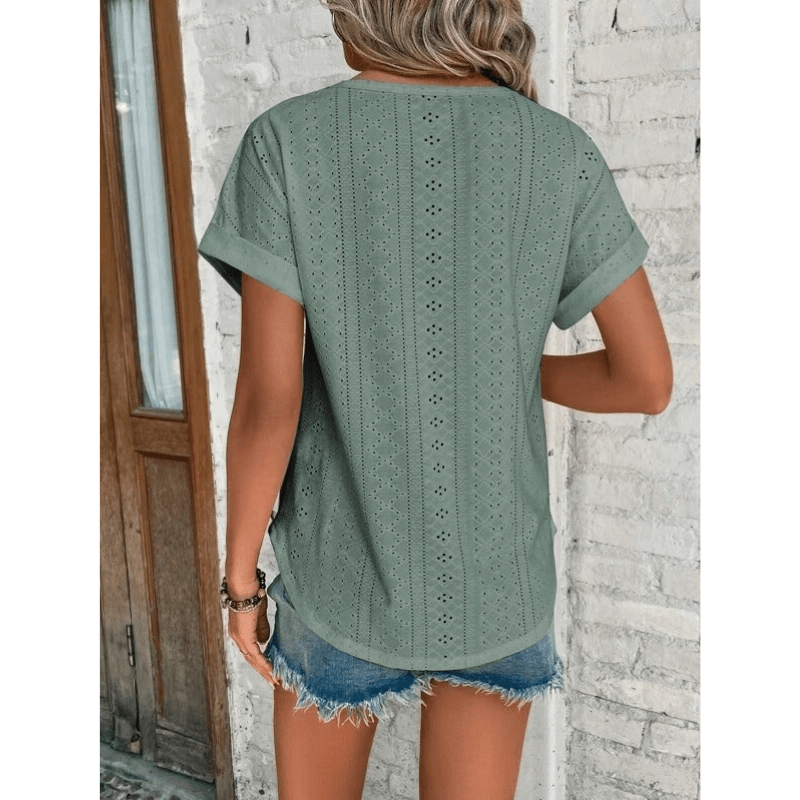 Sophie | Blouse Décontractée Brodée à Manches Courtes Femme 3