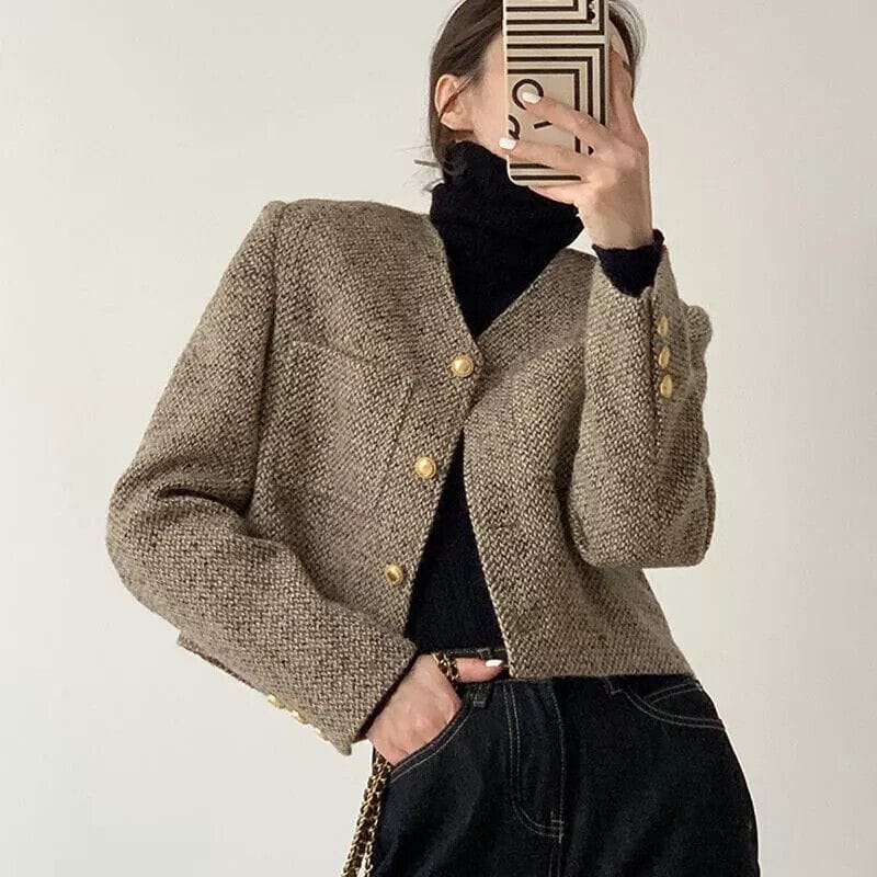 Sophie | Élégant Blazer Court Noir Femme Ajusté 0
