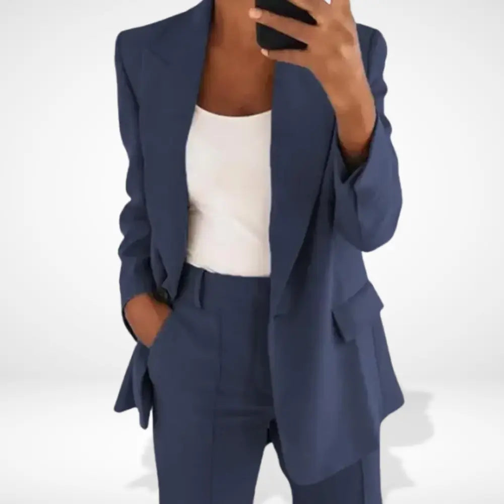 Sophie | Élégant Blazer Noir Femme Long 0