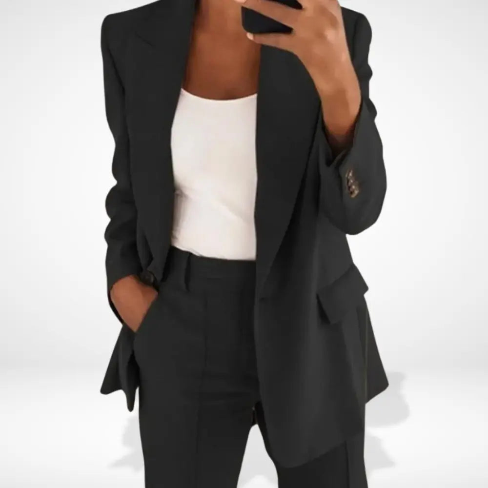 Sophie | Élégant Blazer Noir Femme Long 1