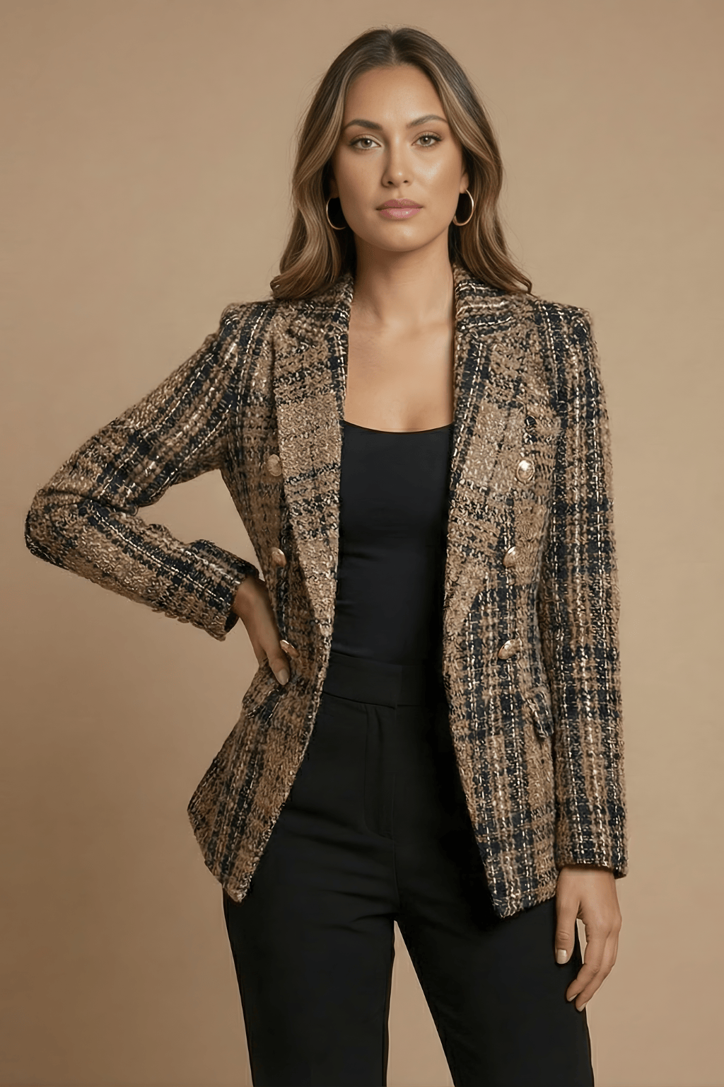 Sophie | Élégant Blazer Noir Femme à Double Boutonnage 5