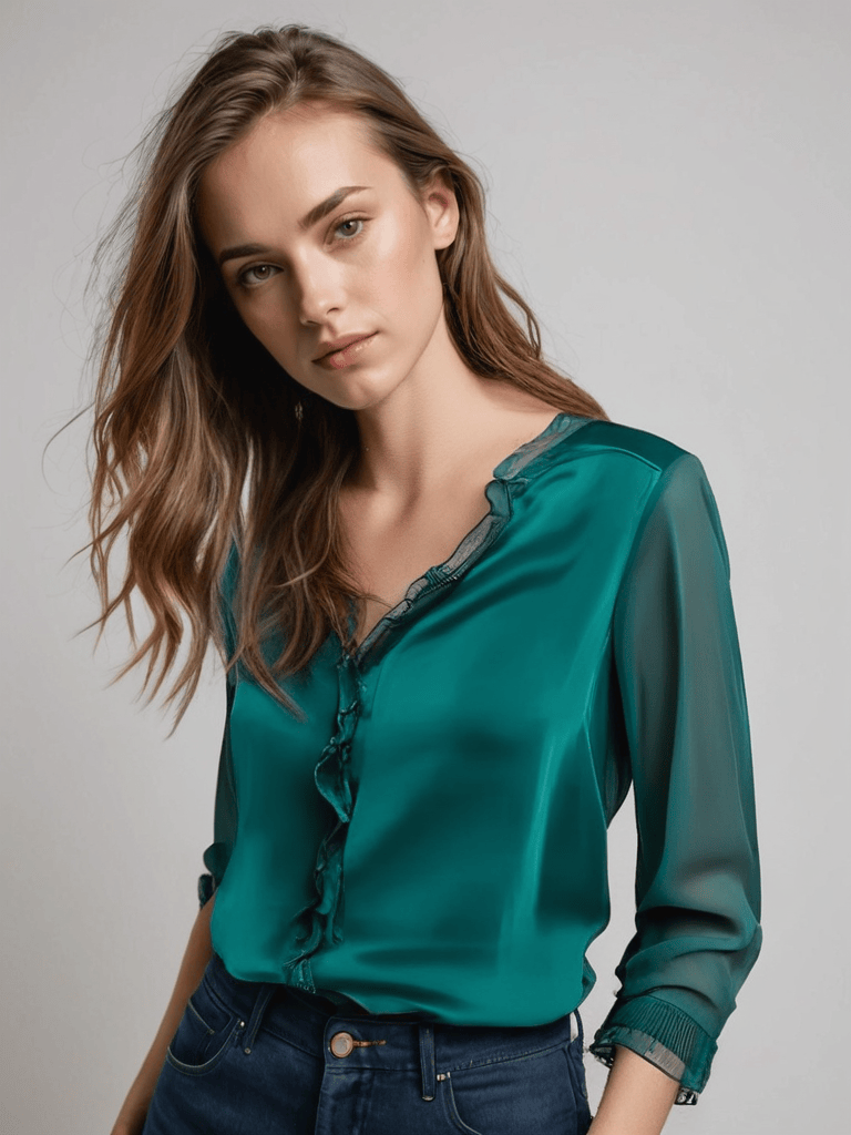 Sophie | Élégant Chemisier Femme Chic à Manches Longues avec Volants 5