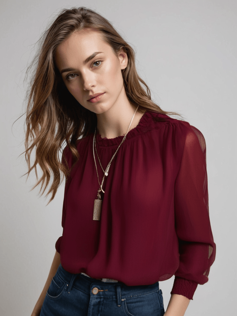 Sophie | Élégant Chemisier Femme Chic à Manches Longues avec Volants 8