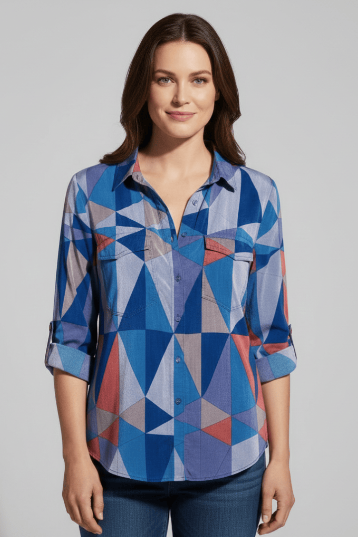 Sophie | Élégant Chemisier d'Été Géométrique 0