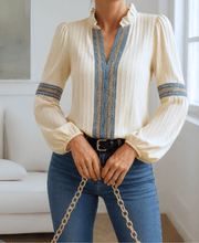 Sophie | Élégante Blouse Rétro à Col en V 0