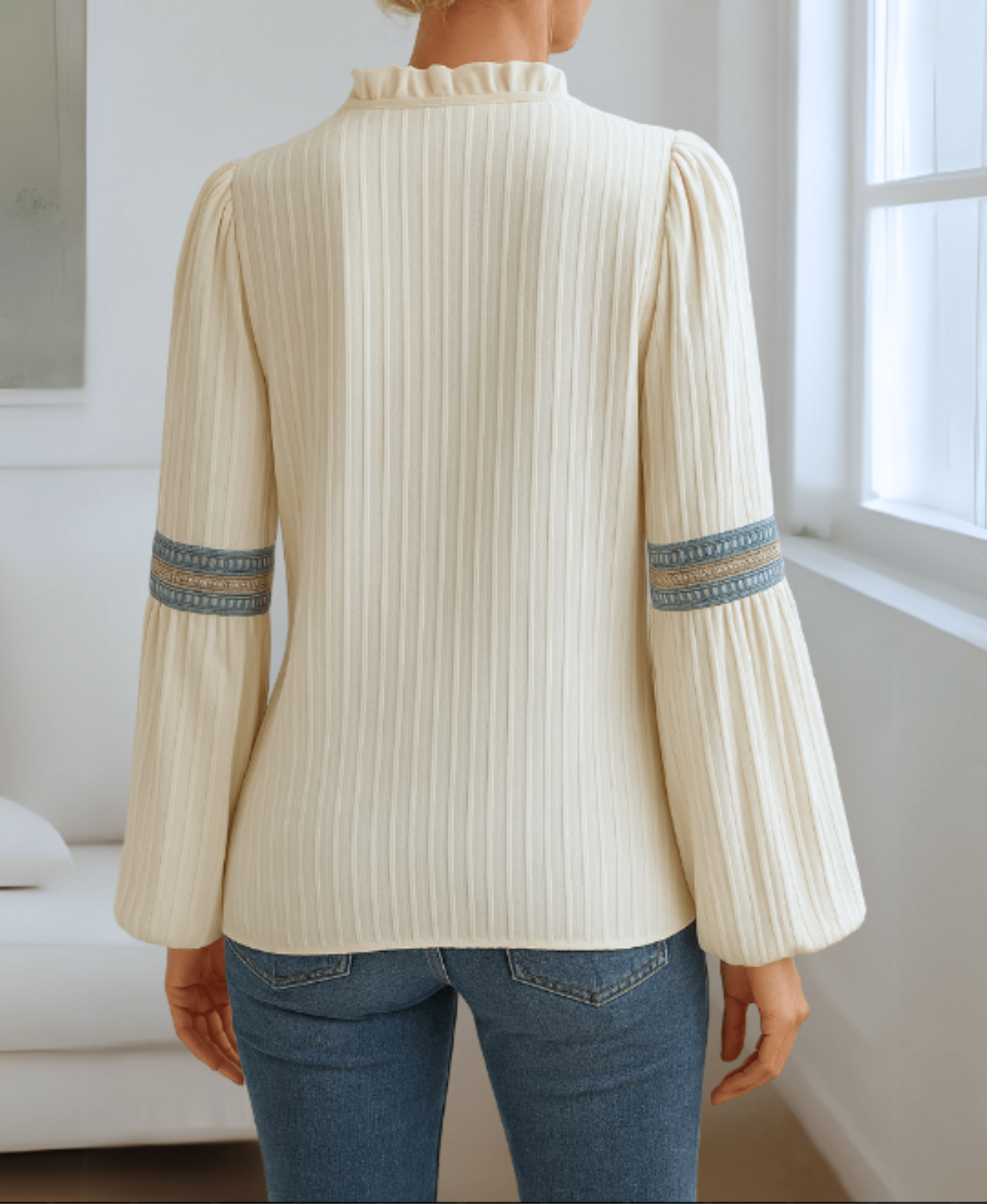 Sophie | Élégante Blouse Rétro à Col en V 2