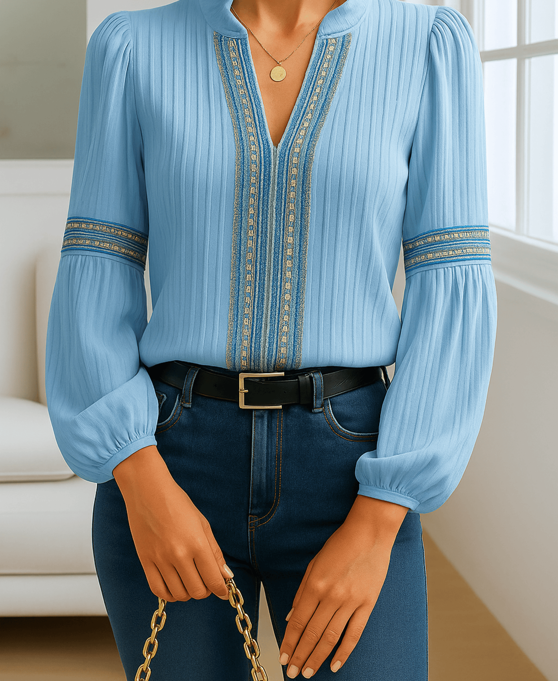 Sophie | Élégante Blouse Rétro à Col en V 3