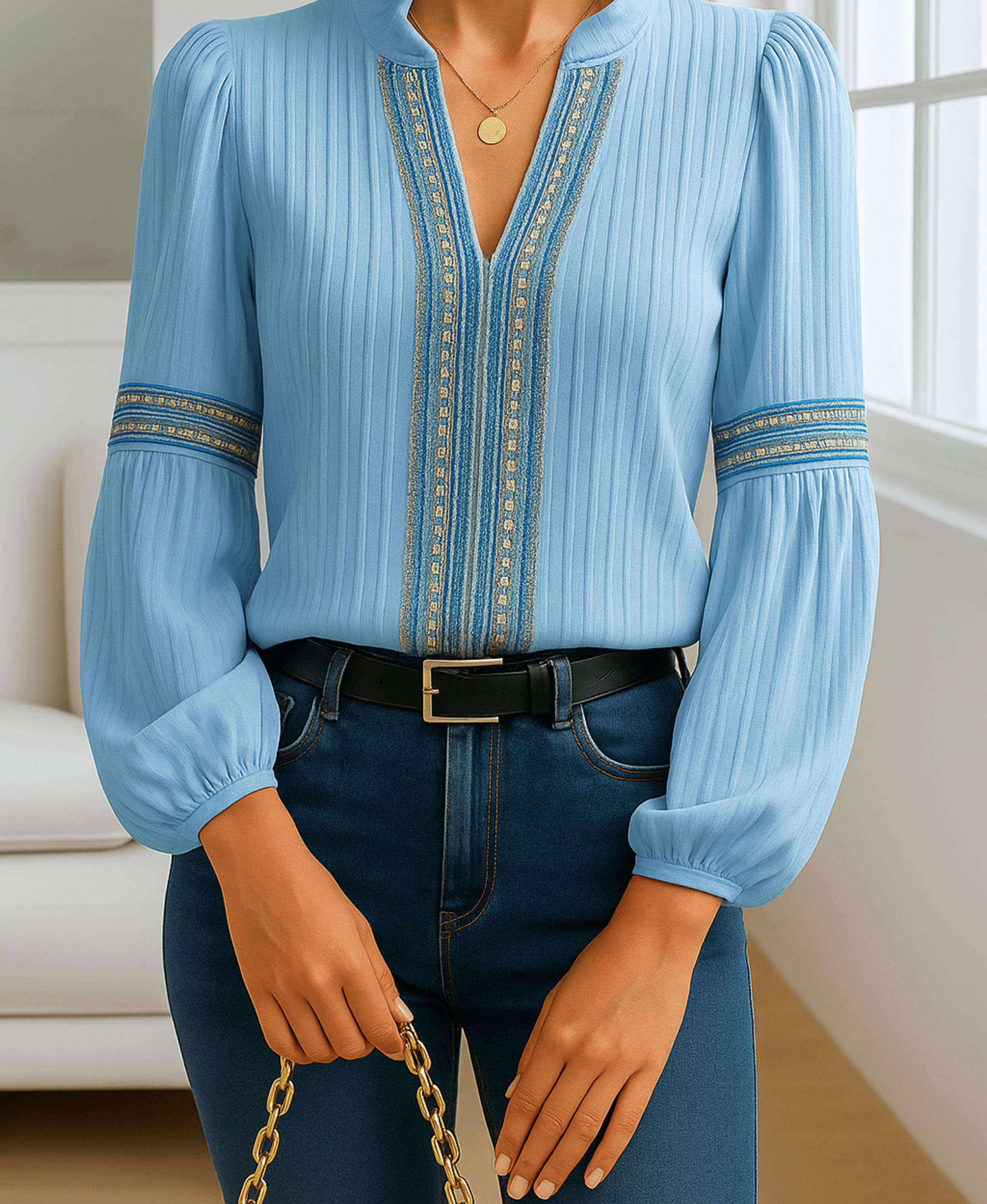 Sophie | Élégante Blouse Rétro à Col en V 3