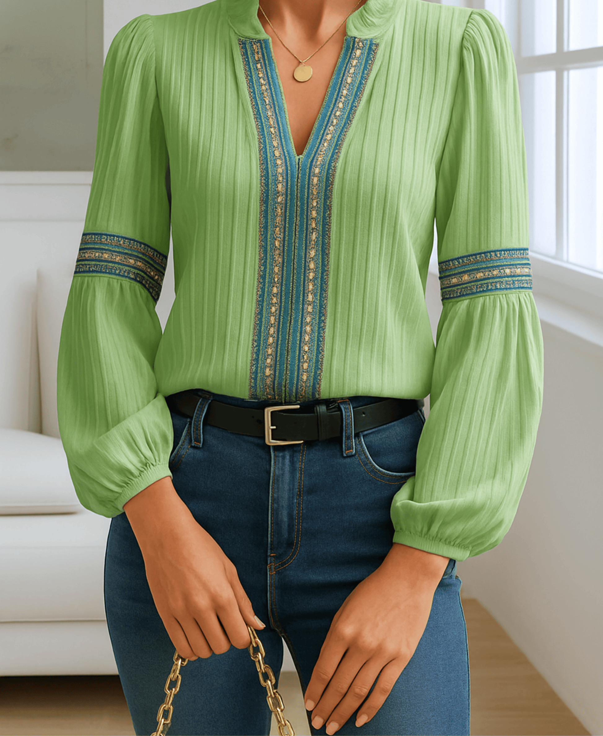 Sophie | Élégante Blouse Rétro à Col en V 5
